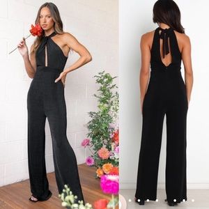 Petal & Pup Gemini Halter Jumpsuit- Black